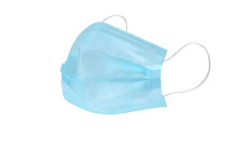 Halbmaske Basic, 3-lagig, blau/weiß, PP, latexfreie Elastikbänder, mit Nasenbügel, ohne Ventil, non-woven, gegen feste und flüssige Partikel, A-Nr.: 97114 - 01