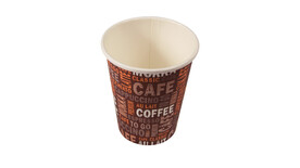 Heißgetränkebecher Prime Source, 200 ml, Motiv: &quot;Coffee -  EU Norm&quot;, Ø 80 mm, H 92 mm, rund, Papier, weiß