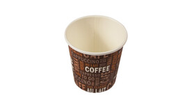Heißgetränkebecher Prime Source, 100 ml, Motiv: &quot;Coffee - EU Norm&quot;, Ø 63 mm, H 60 mm, rund, Papier, weiß