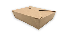 Kartonfaltbox, 1.490 ml, L 197 mm x B 140 mm x H 45 mm, rechteckig, ungeteilt, Kraftpapier/PE, braun