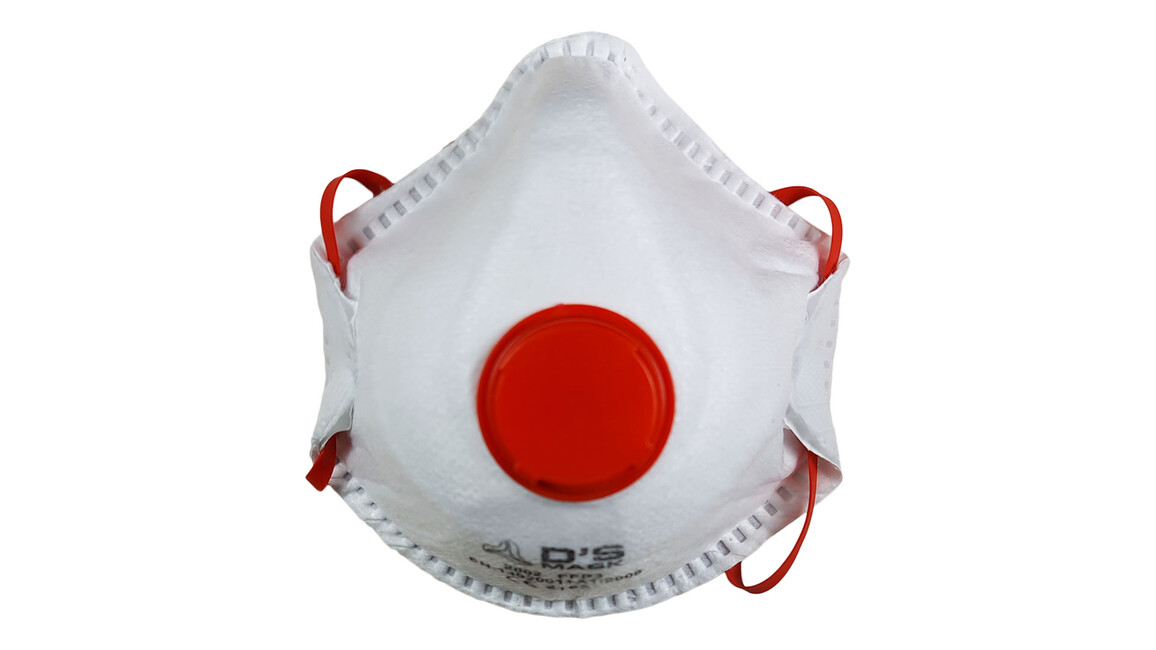 Filtrierende Halbmaske, weiß, latexfreie Elastikbänder, mit Ventil, FFP3, gegen feste und flüssige Partikel, CE EN 149:2001+A1:2009, CE 2163