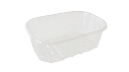 Kunststoffschale, TR 80/25, RPET, L 143 mm x B 96 mm x H 25 mm, transparent, mit Löcher, A-Nr.: 05189 - 01