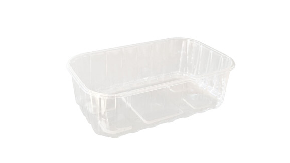 Kunststoffschale, K 36/60, RPET, L 184 mm x B 117 mm x H 60 mm, transparent, mit Löcher, A-Nr.: 93260 - 01