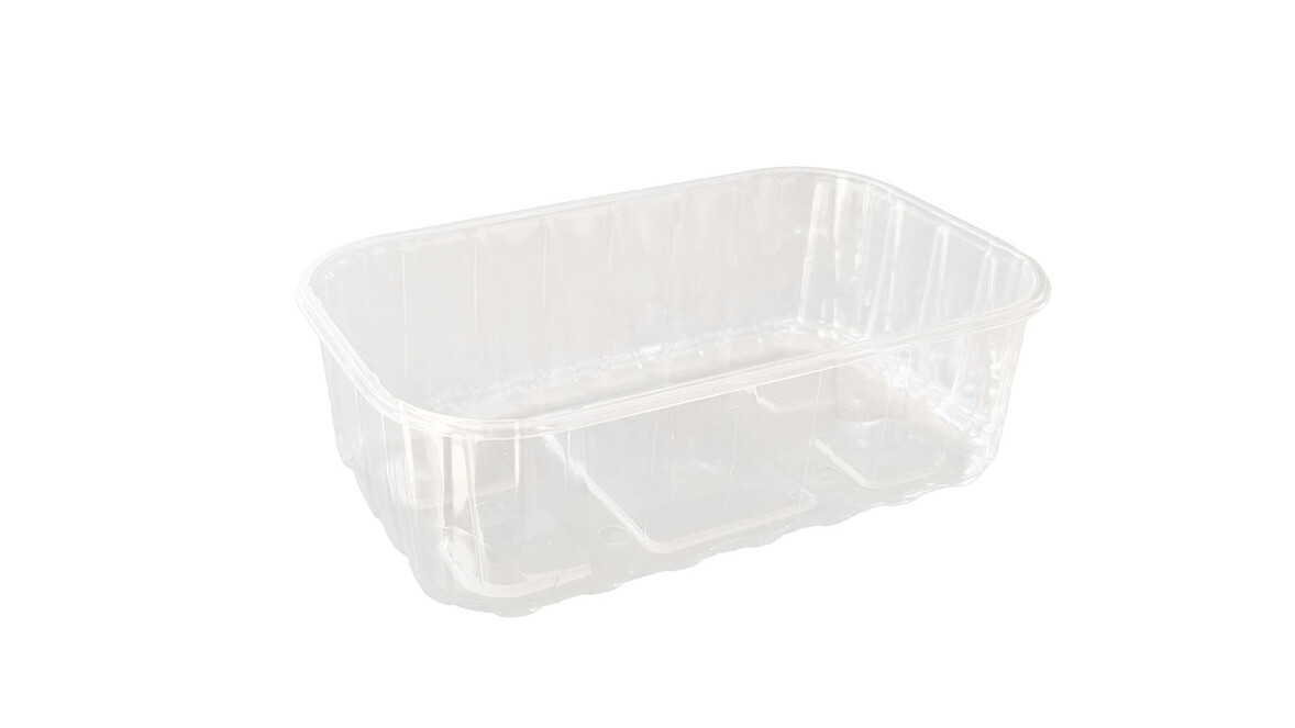 Kunststoffschale, K 36/60, RPET, L 184 mm x B 117 mm x H 60 mm, transparent, mit Löcher, A-Nr.: 93260 - 01