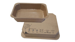 Kartonsiegelschale MAP Duo-Tray 2.0, 1.200 ml, PE/EVOH/PE/Karton, 227 x 178 x 40 mm, braun/weiß, ungeteilt