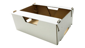 Kartonsteige zum Stecken für 6 kg, L 400 mm x B 300 mm x H 150 mm, Qualität: 335 BC, weiß/braun