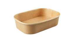 Menüschale to go, 500 ml, Karton/PP, 172 x 123 x 48 mm, braun