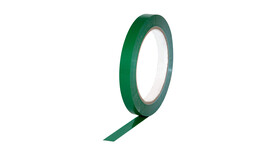 Selbstklebeband, S-PVC, Rollenbreite: 12 mm, Rollenlänge: 66 lfm, Kleber: Kautschuk, grün, AD: 107 mm