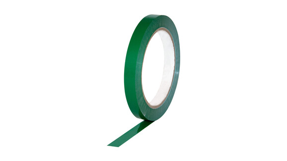 Selbstklebeband, S-PVC, Rollenbreite: 12 mm, Rollenlänge: 66 lfm, Kleber: Kautschuk, grün, AD: 107 mm, A-Nr.: 97237 - 01