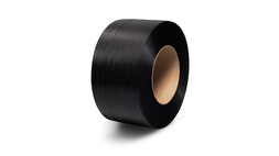 Umreifungsband PP, Format: 12 mm x 0,55 mm, Rollenlänge: 3.000 lfm, schwarz, geprägt, in Kartonüberverpackung, Kern: 200 mm