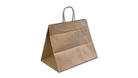 Papiertragetasche, B 320 + 215 BF x L 270 mm, Kraftpapier braun, 80 g/m², A-Nr.: 10911 - 01