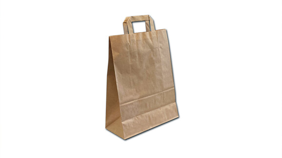 Papiertragetasche, B 260 + 120 BF x L 350 mm, Kraftpapier braun, 80 g/m², A-Nr.: 94586 - 01