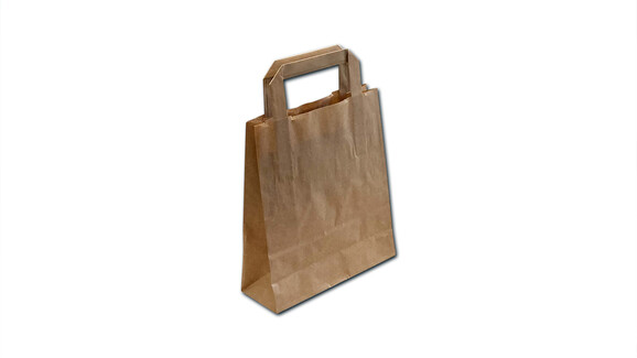 Papiertragetasche, B 180 + 80 BF x L 220 mm, Kraftpapier braun, 70 g/m², A-Nr.: 10907 - 01