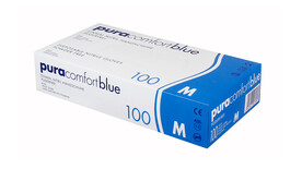 Handschuhe Pura Comfort, Größe L, puderfrei, blau, unsteril, Qualität: Nitril, Fingerspitzen angeraut, AQL 1,5, >= 240 mm lang
