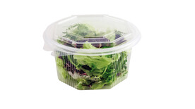 Haushaltsbox SALAD BOX, 500 ml, L 135 mm x B 135 mm x H 64 mm, 8-eckig, ungeteilt, PP, transparent, mit anhängendem Deckel