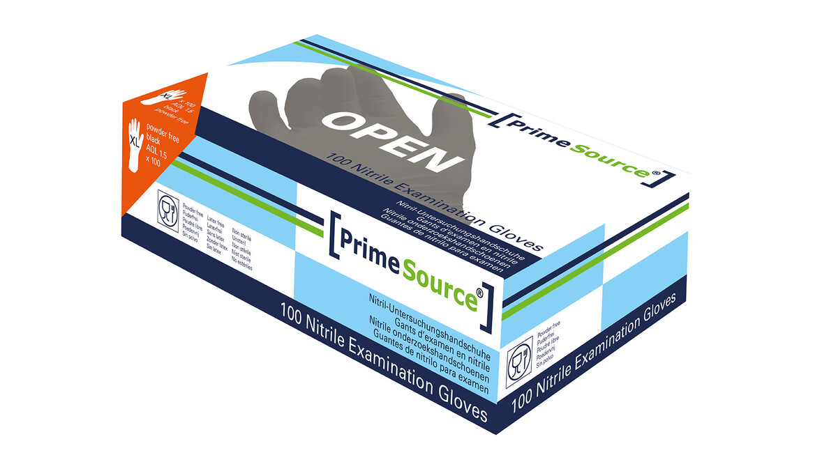 Nitrilhandschuhe Prime Source, XL, schwarz, unsteril, 240 mm Länge, A-Nr.: 11863 - 01