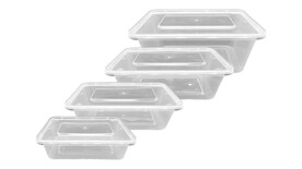 Menüschale to go, PP, rechteckig, mit PP-Deckel (Kombipack)