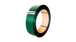 Umreifungsband PET, Format: 15,5 mm x 0,7 mm, Rollenlänge: 1.750 lfm, grün, geprägt, ohne Kartonüberverpackung, Kern: 406 mm