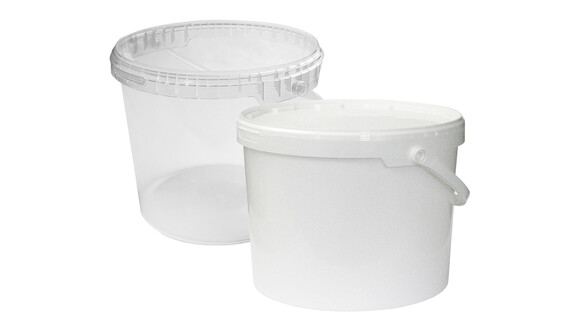 Eimer mit Originalitätsverschluss, 10.800 ml, Ø 268 mm, 263 mm, PP, weiß, mit Kunststoffbügel, A-Nr.: 62478 Eimer mit Originalitätsverschluss, 10.800 ml, Ø 268 mm, 263 mm, PP, weiß, mit Kunststoffbügel, A-Nr.: 62478 - 01