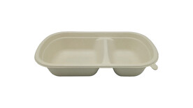 Menüschale to go FAIRPAC, Bagasse, rechteckig, 2-geteilt