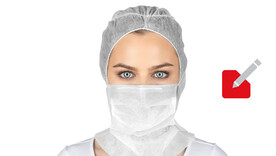 Astronautenhaube mit Mundschutz, Einheitsgröße, PP-Vlies, rot, A-Nr.: 13587 - 01