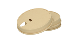 Deckel für Coffee to go Becher, Ø 80 mm, Bambuspapier/wasserbasierte Beschichtung, braun, VERIVE