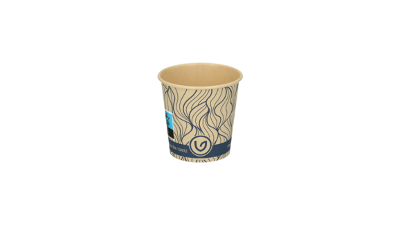 Coffee to go Becher, 100 ml, Ø 62 mm, 60 mm, Bambuspapier/wasserbasierte Beschichtung, braun, Motiv: blue - waves, FSC zertifiziert, VERIVE, A-Nr.: 13996 - 01