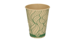 Coffee to go Becher, 300 ml, Ø 90 mm, 112 mm, Bambuspapier/wasserbasierte Beschichtung, braun, Motiv: green - waves, FSC zertifiziert, VERIVE, A-Nr.: 14006 - 01