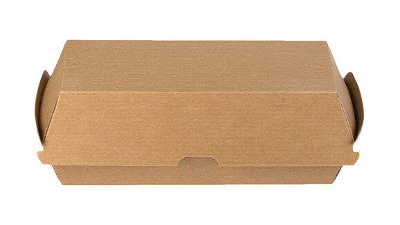 Klappbox, 205 x 105 x 80 mm, Kraftpapier, natur, mit anhängendem Deckel, FAIRPAC, A-Nr.: 11293 - 02