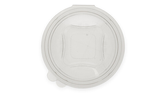 Klappbox, 500 ml, Ø 155 mm, 85 mm, RPET, transparent, mit anhängendem Deckel, Verive, A-Nr.: 80433 - 02