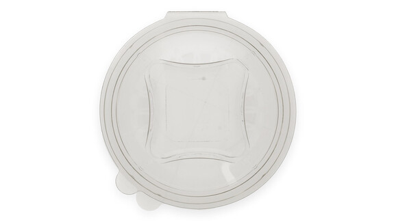 Klappbox, 600 ml, Ø 175 mm, 85 mm, RPET, transparent, mit anhängendem Deckel, Verive, A-Nr.: 80434 - 02