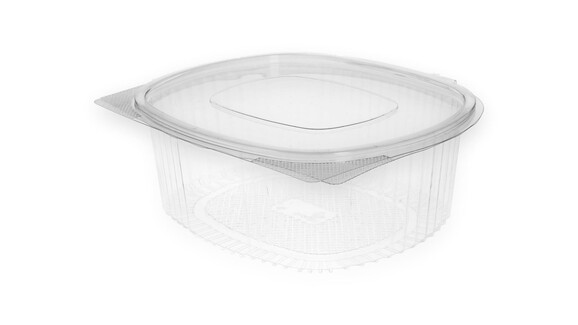 Klappbox, 750 ml, 175 x 145 x 62 mm, RPET, transparent, mit anhängendem Deckel, VERIVE, A-Nr.: 79723 - 02