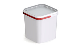 Eimer mit Originalitätsverschluss, 6 Liter, 199 x 199 x 201 mm, PP, transparent, mit Kunststoffbügel in rot &amp;quot;340&amp;quot;, A-Nr.: 87785 - 01