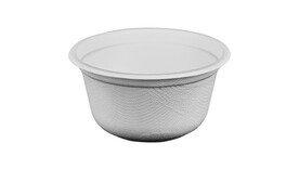 Menüschale to go, 350 ml, Bagasse, Ø 135 mm, 46,6 mm, weiß, VERIVE, A-Nr.: 16522 - 01