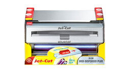 Folienspender Inox Starter-Set für Jet-Cut Refill 300 mm, inkl. 1 Rolle Frischhaltefolie Jet-Cut Refill PVC 300 mm x 500 lfm + 1 Rolle Alufolie Alustar Jet-Cut Refill 300 mm x 70 lfm, A-Nr.: 16716 - 01