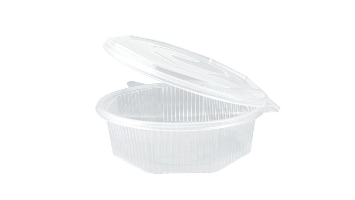 Haushaltsbox, 1.500 ml, 215 x 215 x 64 mm, PP, transparent, ungeteilt, mit anhängendem Deckel, A-Nr.: 90095 - 01