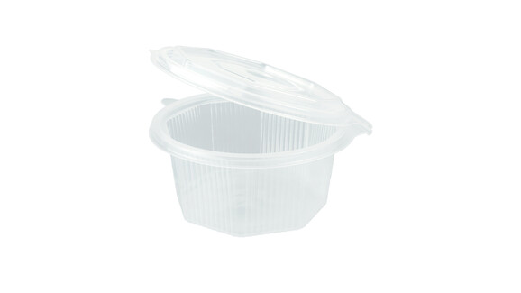 Haushaltsbox, 500 ml, 135 x 135 x 64 mm, PP, transparent, ungeteilt, mit anhängendem Deckel, A-Nr.: 88433 - 01