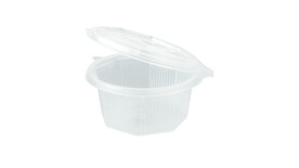 Haushaltsbox, 500 ml, 135 x 135 x 64 mm, PP, transparent, ungeteilt, mit anhängendem Deckel, A-Nr.: 88433 - 01