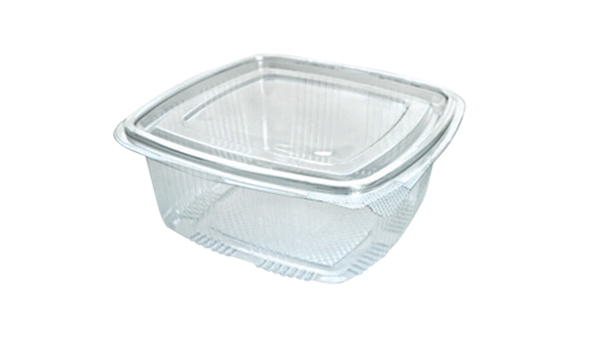 Klappbox, 1.500 ml, 192 x 184,5 x 80 mm, RPET, transparent, mit anhängendem Deckel, A-Nr.: 80446 - 01