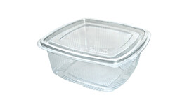 Klappbox, 1.500 ml, 192 x 184,5 x 80 mm, RPET, transparent, mit anhängendem Deckel, A-Nr.: 80446 - 01