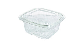 Klappbox, 500 ml, 134 x 128,5 x 64,5 mm, RPET, transparent, mit anhängendem Deckel, A-Nr.: 80443 Klappbox, 500 ml, 134 x 128,5 x 64,5 mm, RPET, transparent, mit anhängendem Deckel, A-Nr.: 80443 - 01