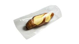 Flachbeutel Frischhaltebeutel für kleine Wecken, CPP, 30 my, B 150 mm x L 260 mm + 40 mm BF, transparent, geblockt mit Abreißperforation, Heißnadelperforation mikro, A-Nr.: 79055 - 01