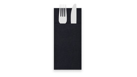 Servietten Bestecktasche, Airlaid, 1/8-Falz, Buchfalz, 1-lagig, schwarz, 10 x 20 cm, 1.000 Stk./Karton, A-Nr.: 16437 - 01