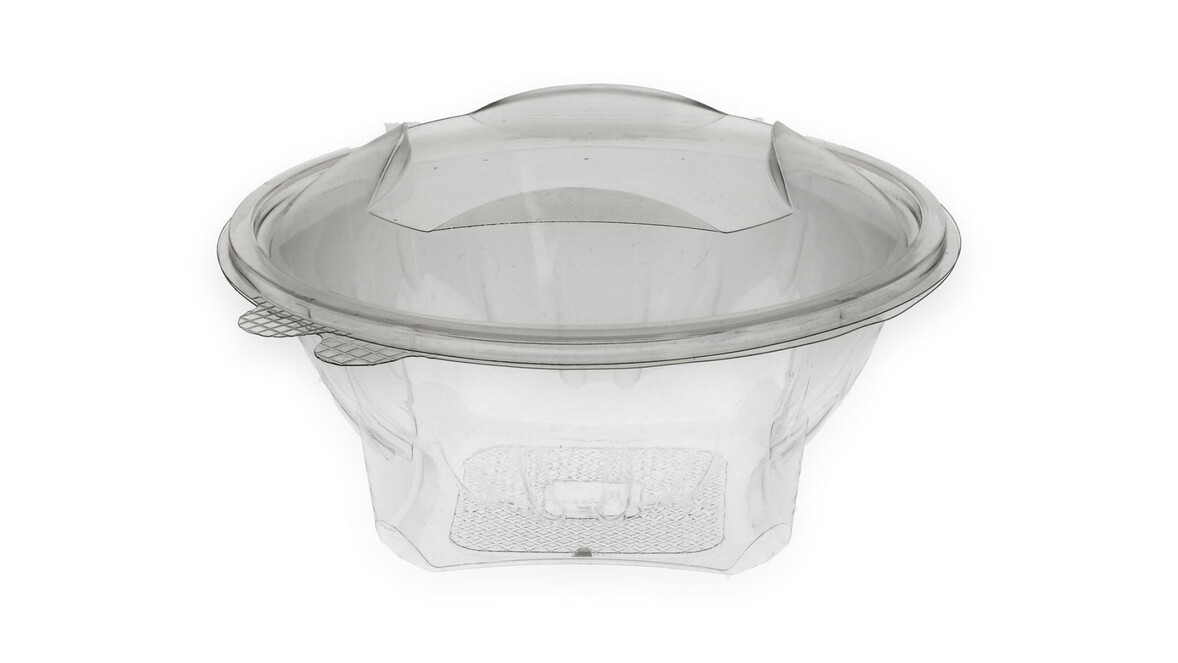 Klappbox, 750 ml, Ø 175 mm, 95 mm, RPET, transparent, mit anhängendem Deckel, Verive, A-Nr.: 80435 Klappbox, 750 ml, Ø 175 mm, 95 mm, RPET, transparent, mit anhängendem Deckel, Verive, A-Nr.: 80435 - 01