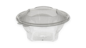 Klappbox, 750 ml, Ø 175 mm, 95 mm, RPET, transparent, mit anhängendem Deckel, Verive, A-Nr.: 80435 - 01