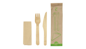 Einweg-Besteckset (Messer, Gabel, Serviette), gewachstes Holz, natur, VERIVE, A-Nr.: 11332 Einweg-Besteckset (Messer, Gabel, Serviette), gewachstes Holz, natur, VERIVE, A-Nr.: 11332 - 01