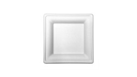 Einwegteller, Bagasse, 200 x 200 x 15 mm, weiß, VERIVE, A-Nr.: 16524 - 01