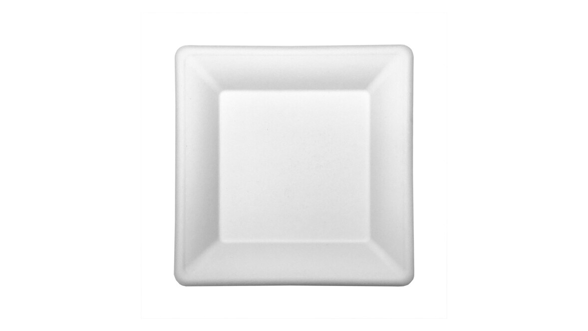 Einwegteller, Bagasse, 262 x 262 x 19 mm, weiß, VERIVE, A-Nr.: 16526 - 01