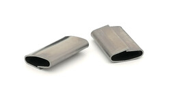 Verschlusshülse überlappend, Metall, blank, glatt, Breite: 16 mm, passende(r) Bandtyp(en): Rundumreifungen von Stahlband, Spannertyp: A482, A480, A431, ..., A-Nr.: 00085 - 01