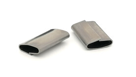 Verschlusshülse überlappend, Metall, blank, glatt, Breite: 16 mm, passende(r) Bandtyp(en): Rundumreifungen von Stahlband, Spannertyp: A482, A480, A431, ..., A-Nr.: 00085 - 01